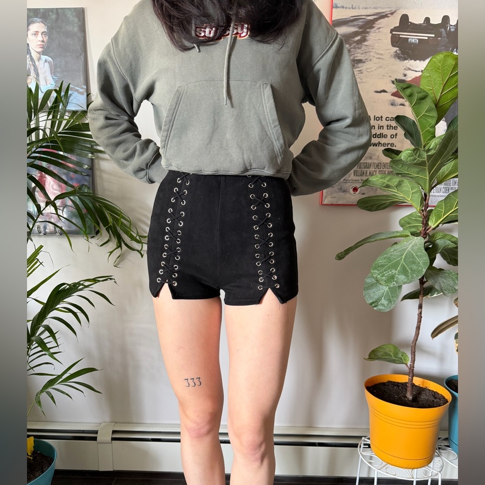 Suede High Waisted Mini Shorts